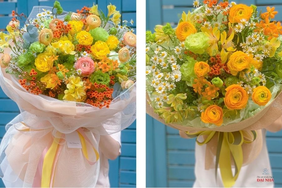 Mẫu bó hoa 20/11 mix nhiều loại hoa đẹp.
